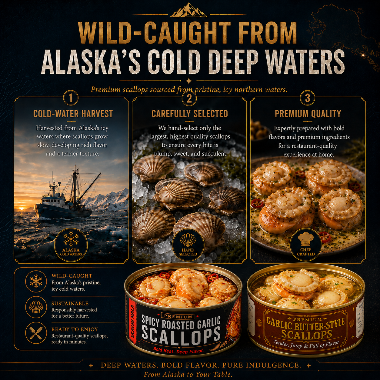Premium Wild-Caught Scallops — Tender, Savory & Ready to Enjoy  -$AC