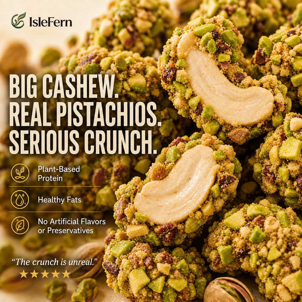 Artisan Pistachio-Crusted Cashews with Real Manuka Honey  -$AC