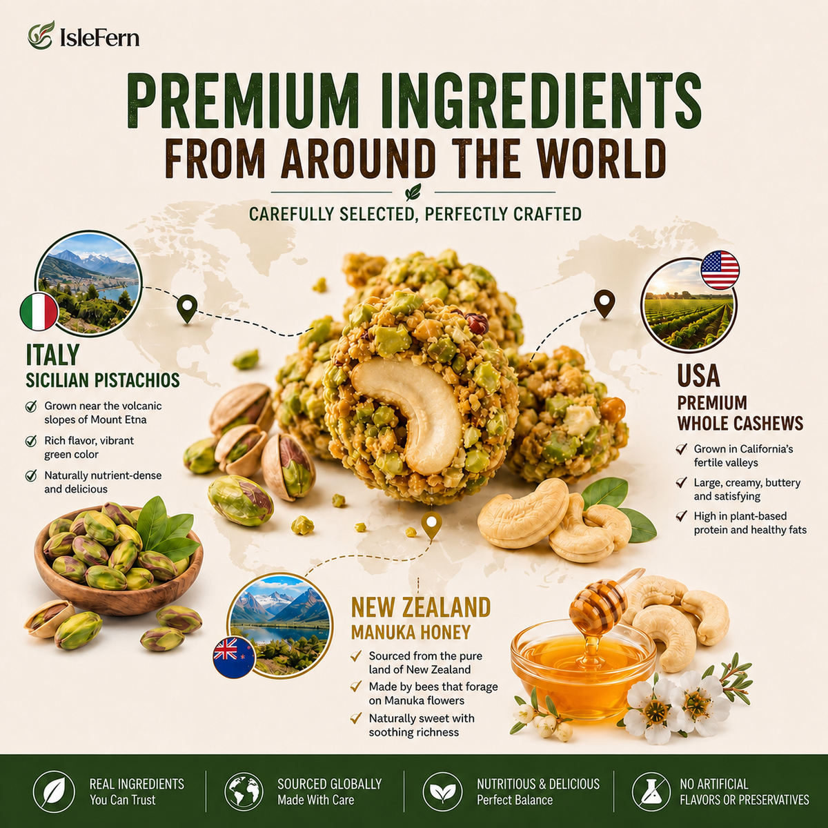 Artisan Pistachio-Crusted Cashews with Real Manuka Honey  -$AC