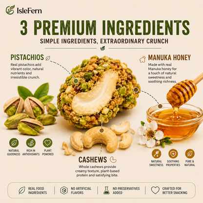 Artisan Pistachio-Crusted Cashews with Real Manuka Honey  -$AC